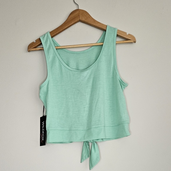 Wildfox Tops - NEW Wildfox Top Darla Tie Front Crop Top Shirt Green Sleeveless Size Medium